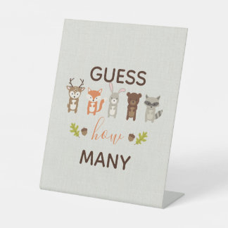Woodland Baby shower Raad eens hoeveel teken Reclamebord Met Voetstuk