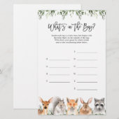 Woodland Baby shower Raad eens wat er in de tas sp (Voorkant / Achterkant)