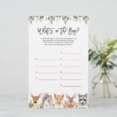 Woodland Baby shower Raad eens wat er in de tas sp (Staand voorkant)