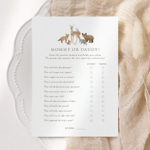 Woodland Baby shower Raad eens wie mama of papa is Kaart