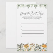 Woodland Baby shower raad het zoete puinspel (Voorkant / Achterkant)