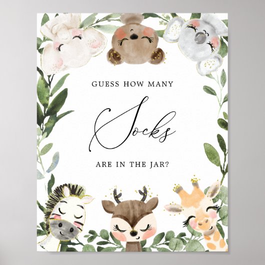 Woodland Baby shower raad hoeveel SOCTSCHOKKEN Poster (Voorkant)