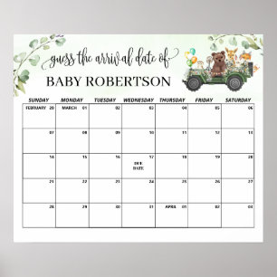 Woodland Baby shower Raad Vervaldatum agenda Poster