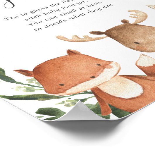 Woodland Baby shower raadt het Baby-bord Poster (Hoek)