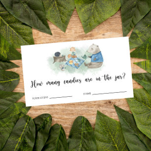 Woodland - baby shower raden hoeveel snoepjes informatiekaartje