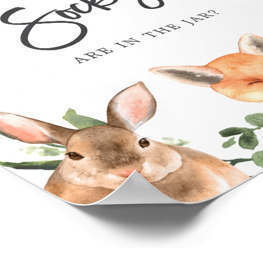 Woodland Baby shower raden hoeveel sokjes Poster (Hoek)