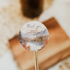 Woodland Baby shower Ronde Sticker Bergen Jongen