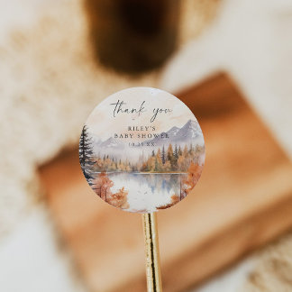 Woodland Baby shower Ronde Sticker Bergen Jongen