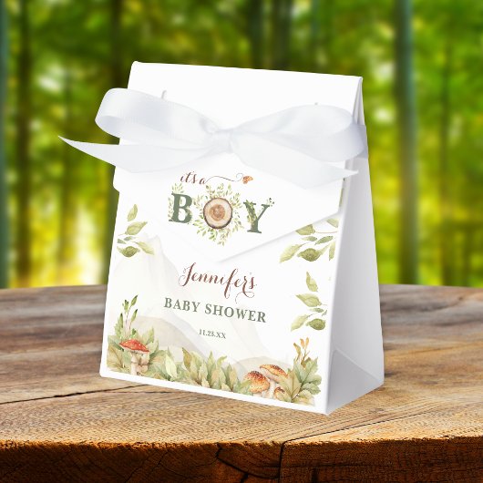 Woodland Baby shower Rustic Mushrooms Greenery Boy Bedankdoosjes