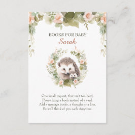 Woodland Baby shower, Schattigee Hedgehog Enclosur Informatiekaartje