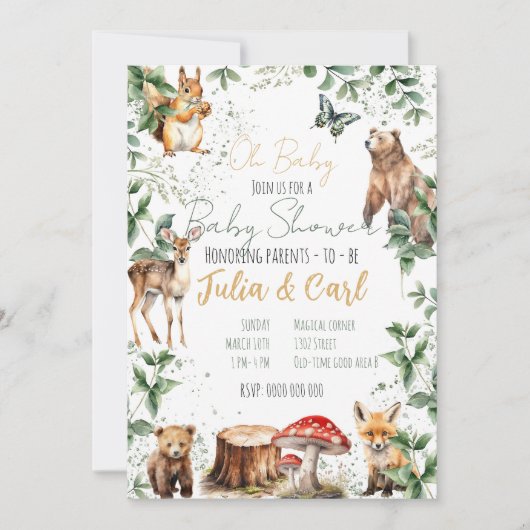 Woodland Baby shower serie 01 Kaart (Voorkant)