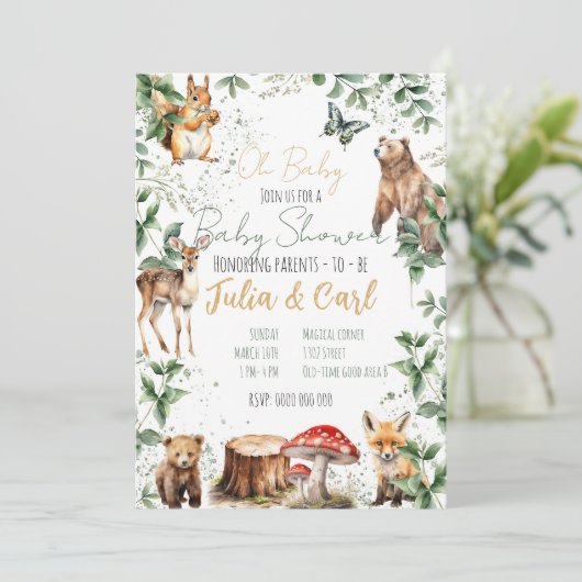 Woodland Baby shower serie 01 Kaart (Staand voorkant)