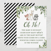 Woodland Baby Shower Spel - Raad Hoeveel Kaart (Voorkant / Achterkant)