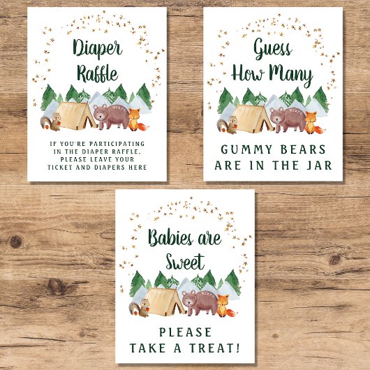 Woodland Baby shower Spelletjes Favorieten Poster  Muurkunst Sets