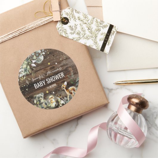 Woodland Baby shower Sticker (Geschenken)