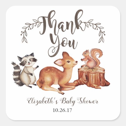 Woodland Baby shower Sticker (Voorkant)