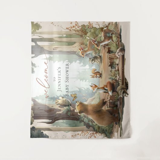 Woodland Baby shower Tapestry Wandkleed (Voorkant)