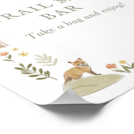 Woodland Baby shower Trail Mix Bar Teken Poster (Hoek)