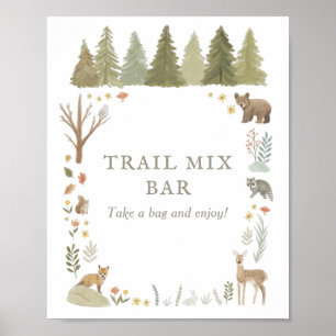 Woodland Baby shower Trail Mix Bar Teken Poster