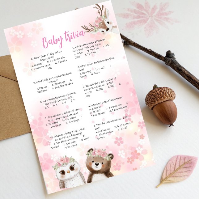 Woodland Baby shower Trivia Game (Creator heeft geüpload)