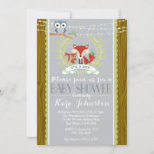 Woodland Baby shower uitnodiging Fox Owl Uitnodige (Voorkant)