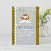 Woodland Baby shower uitnodiging Fox Owl Uitnodige (Staand voorkant)