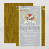 Woodland Baby shower uitnodiging Fox Owl Uitnodige (Voorkant / Achterkant)