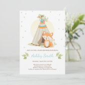 Woodland baby shower uitnodiging Fox Teepee pow wo (Staand voorkant)