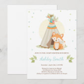 Woodland baby shower uitnodiging Fox Teepee pow wo (Voorkant / Achterkant)