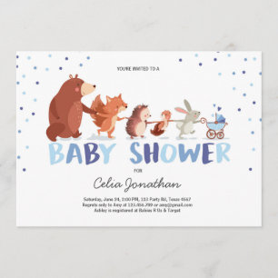 Woodland Baby shower uitnodiging Jongen Bos Dieren