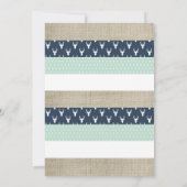 Woodland baby shower uitnodiging, Navy, Burlap Kaart (Achterkant)
