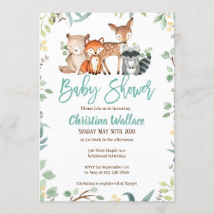 Woodland Baby Shower-uitnodigingen Kaart