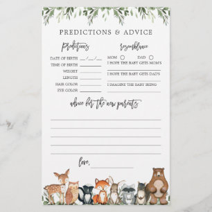 Woodland Baby shower voorspellingen en advies