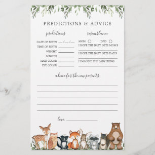 Woodland Baby shower voorspellingen en advies