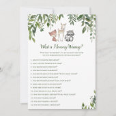 Woodland Baby shower Wat is mama dragen spel 5x7 Kaart (Voorkant)