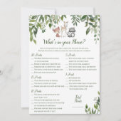 Woodland Baby shower - Wat zit er in je telefoonsp Kaart (Voorkant)