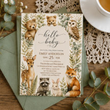 Woodland Baby Shower Watercolor Forest Animals