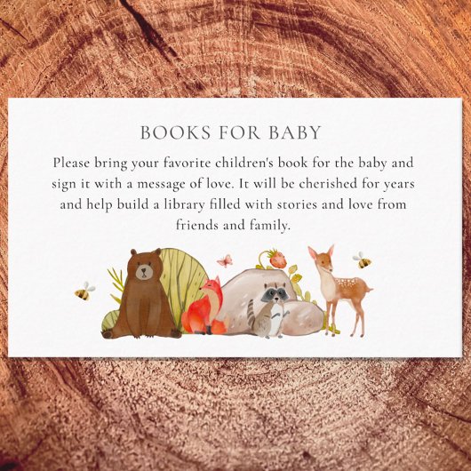 Woodland Baby shower Waterverf Boek voor Baby Informatiekaartje