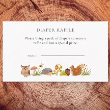 Woodland Baby shower Waterverf Luier Raffle