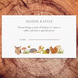 Woodland Baby shower Waterverf Luier Raffle Informatiekaartje