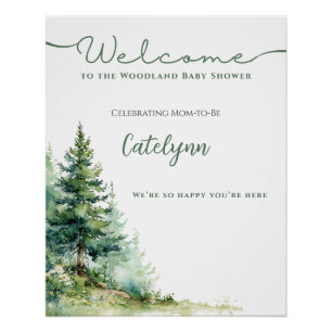 Woodland Baby Shower Welcome Sign • Neutral Forest Perfect Poster