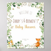 Woodland Baby shower Welkomstbord Poster (Voorkant)