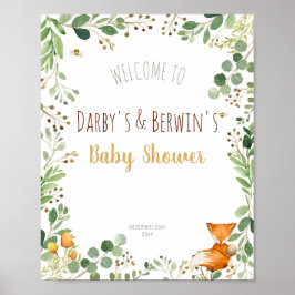 Woodland Baby shower Welkomstbord Poster