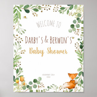 Woodland Baby shower Welkomstbord Poster