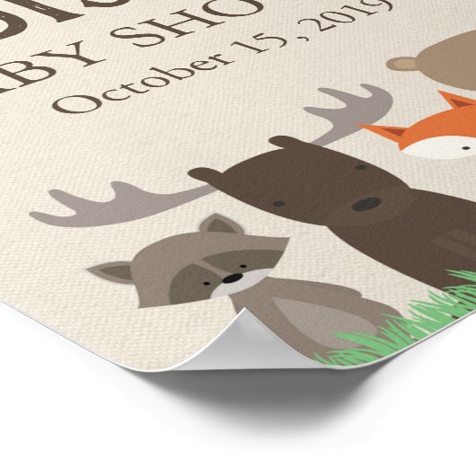 Woodland Baby shower Welkomstteken Poster (Hoek)