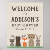 Woodland Baby shower Welkomstteken Poster (Voorkant)