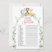 Woodland Baby shower Word Scramble Game Kaart (Voorkant)