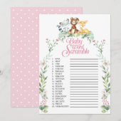 Woodland Baby shower Word Scramble Game Kaart (Voorkant / Achterkant)