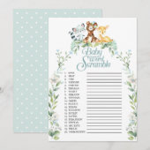 Woodland Baby shower Word Scramble Game Kaart (Voorkant / Achterkant)