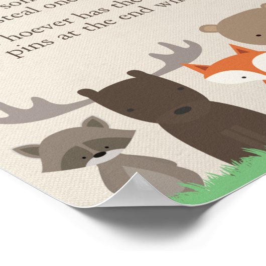 Woodland Baby shower Zeg geen Baby-spelcode Poster (Hoek)